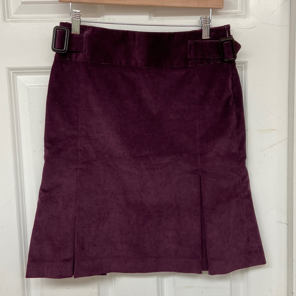 Tibi Pleated Mini Corduroy Skirt Maroon Buckle Accent no size tag (4/6?)